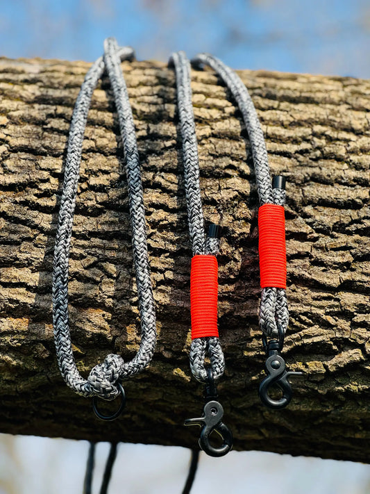 Smycz linowa przepinana, czarno-biały mix