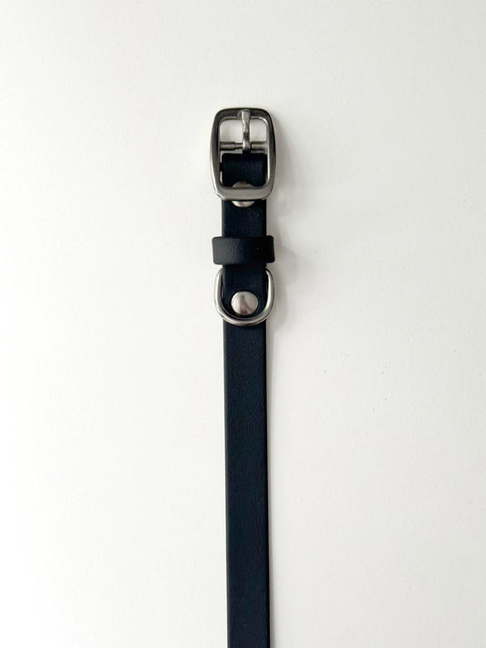 Obroża z Biothane z klamrą, Czarna, 16 mm, 27 cm - 33 cm, okucia ze stali nierdzewnej