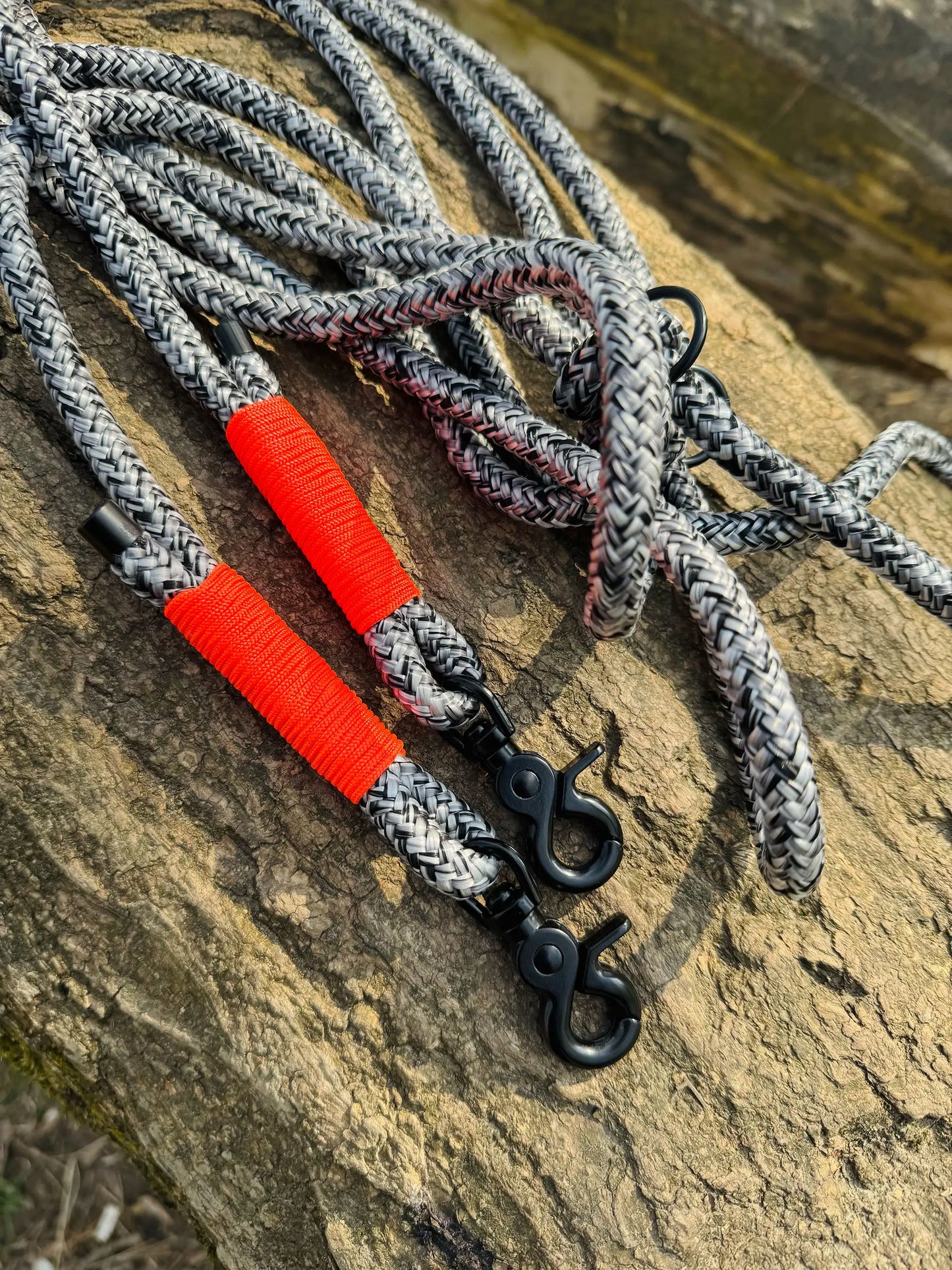 Smycz linowa przepinana, czarno-biały mix