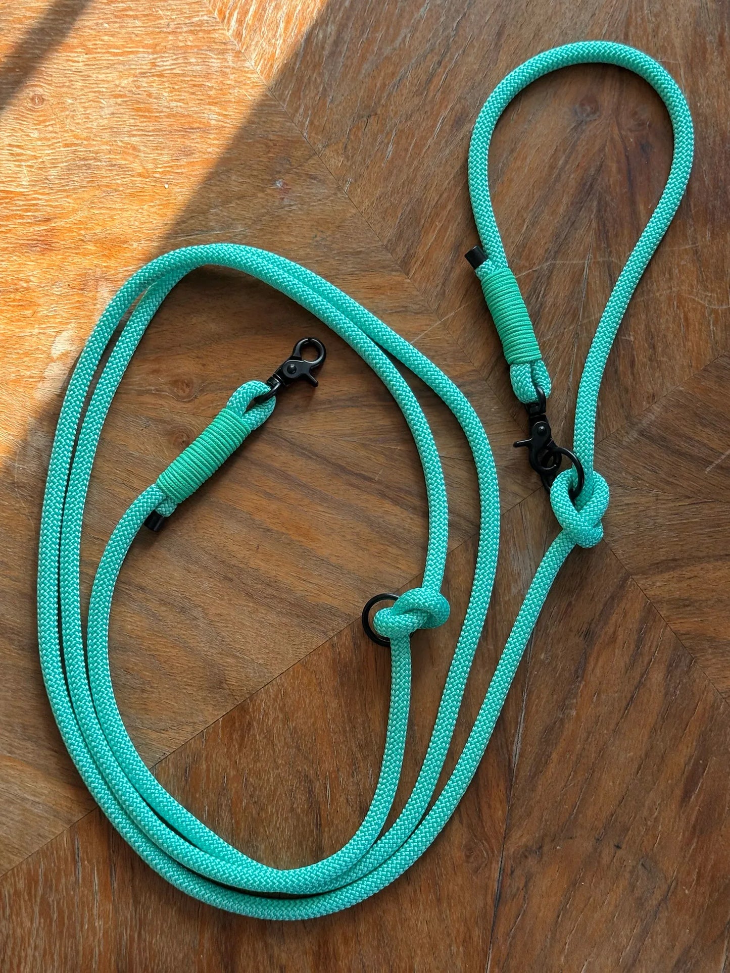 Smycz linowa hands-free 8 mm, 2.5 m, miętowa