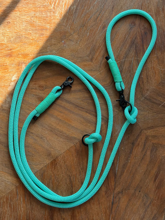 Smycz linowa hands-free 8 mm, 2.5 m, miętowa