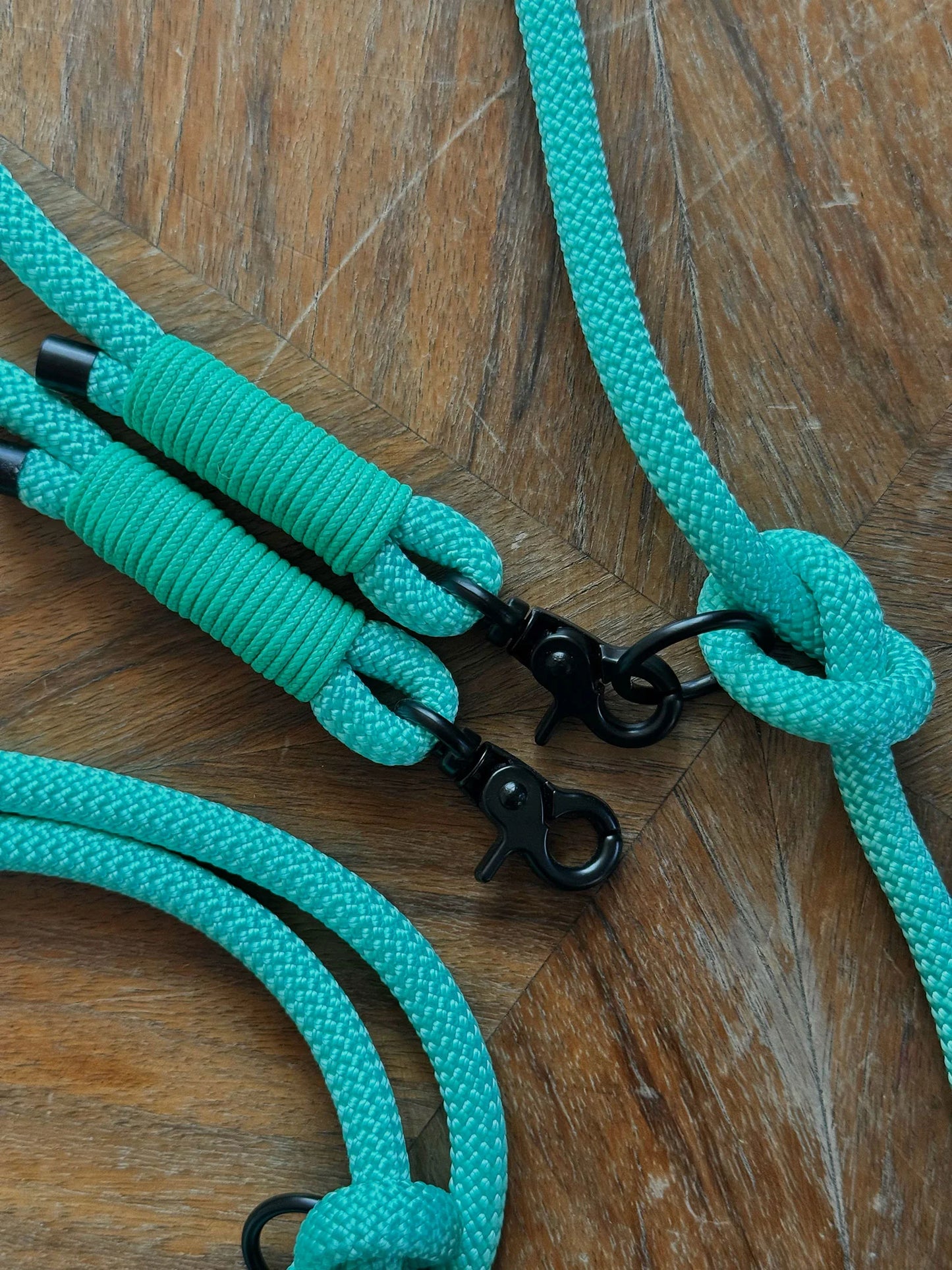 Smycz linowa hands-free 8 mm, 2.5 m, miętowa