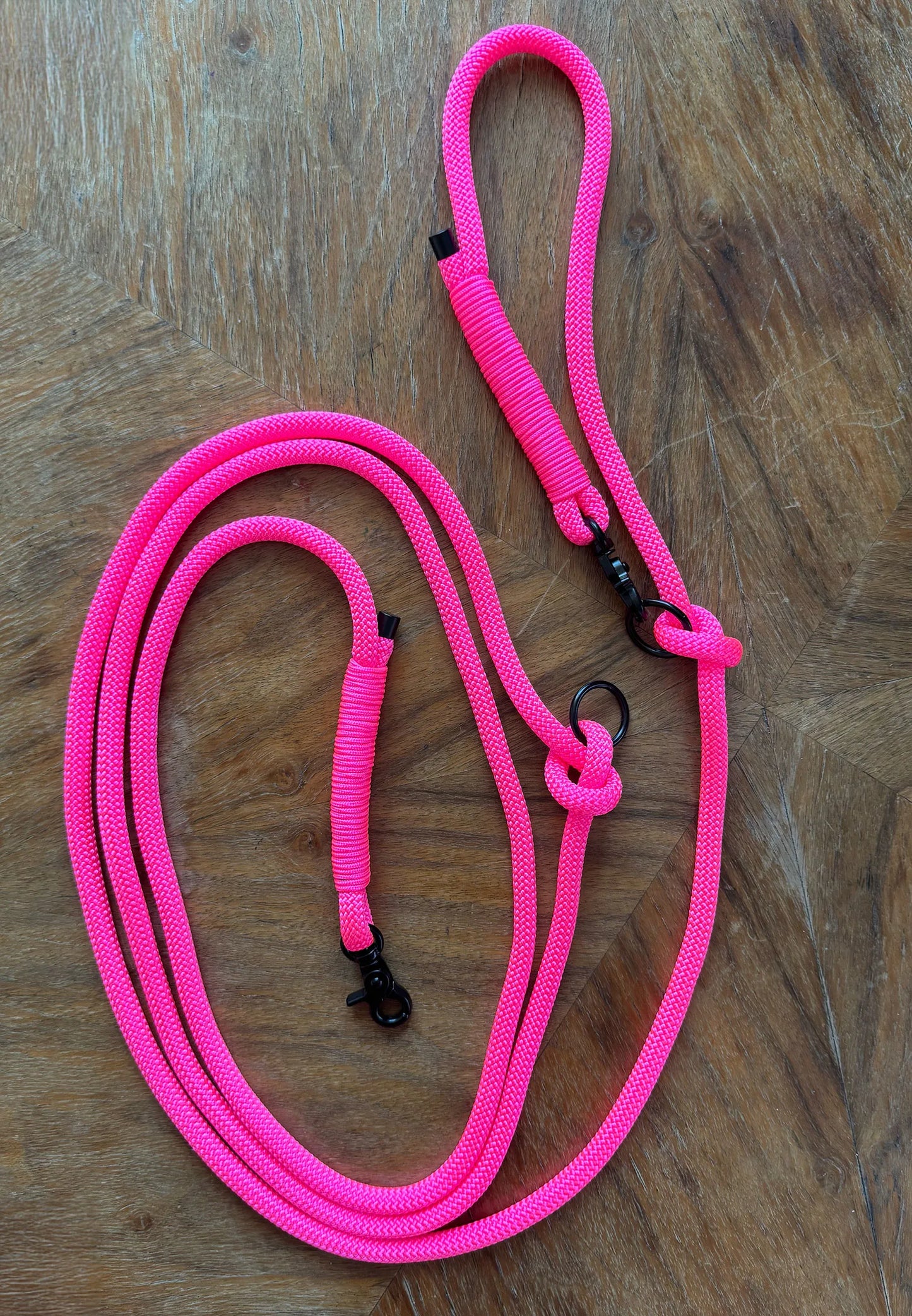 Smycz linowa hands-free 8 mm, 2.5 m, różowa