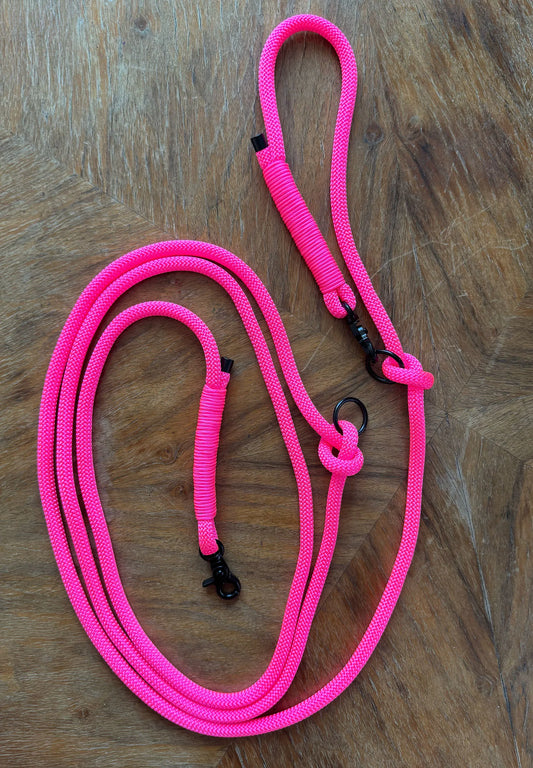 Smycz linowa hands-free 8 mm, 2.5 m, różowa