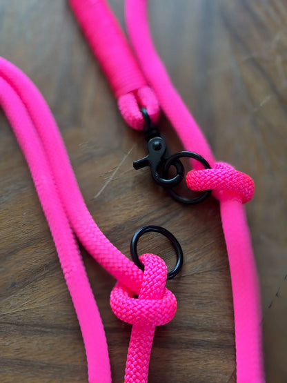 Smycz linowa hands-free 8 mm, 2.5 m, różowa