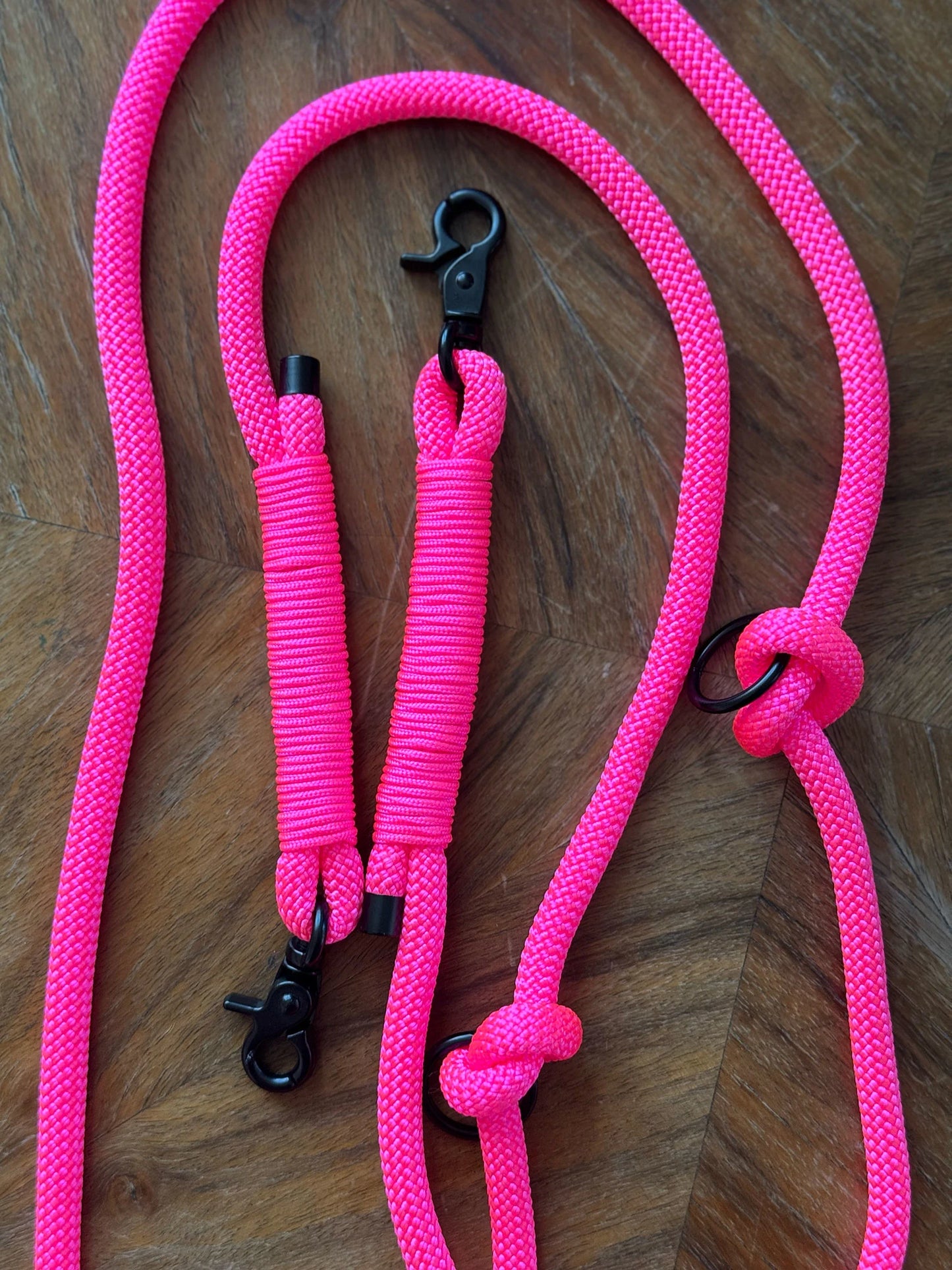 Smycz linowa hands-free 8 mm, 2.5 m, różowa