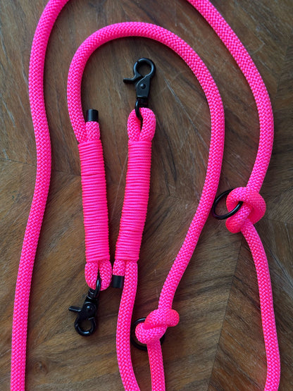 Smycz linowa hands-free 8 mm, 2.5 m, różowa