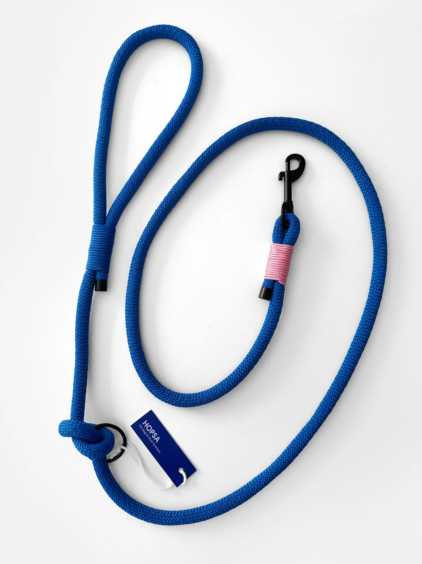 Smycz linowa z rączką dla psa, niebiska