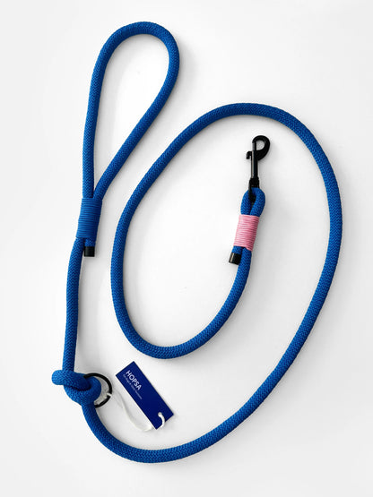 Smycz linowa z rączką dla psa, niebiska