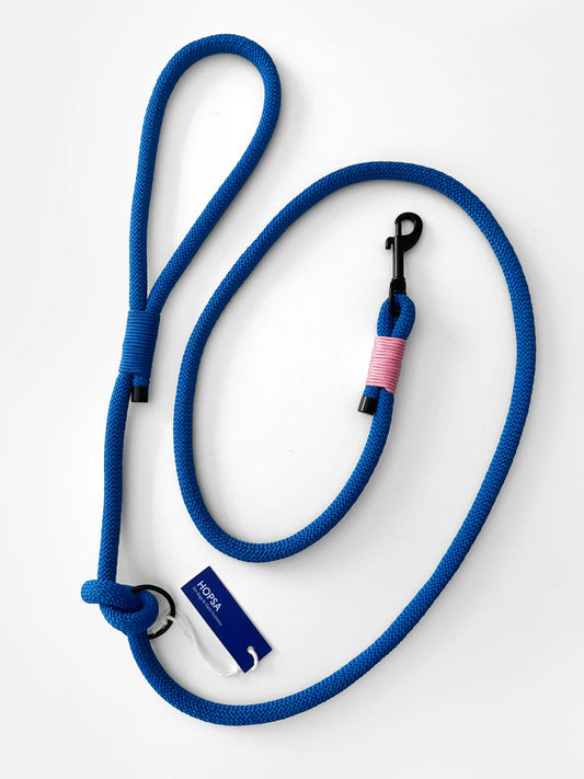 Smycz linowa z rączką dla psa, niebiska