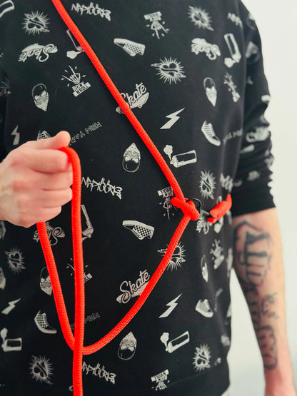 Smycz linowa hands-free 8 mm, 4 m, pomarańczowa