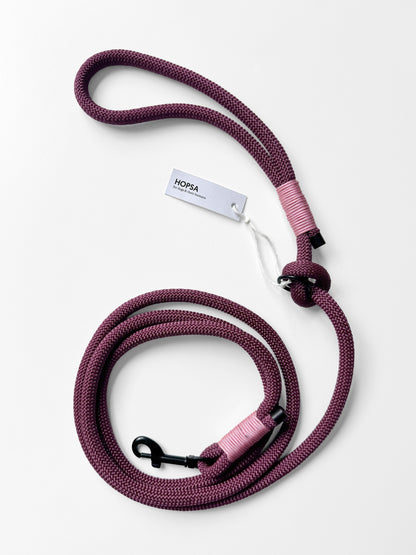 Smycz linowa z rączką dla psa, bakłażanowa / 10 mm