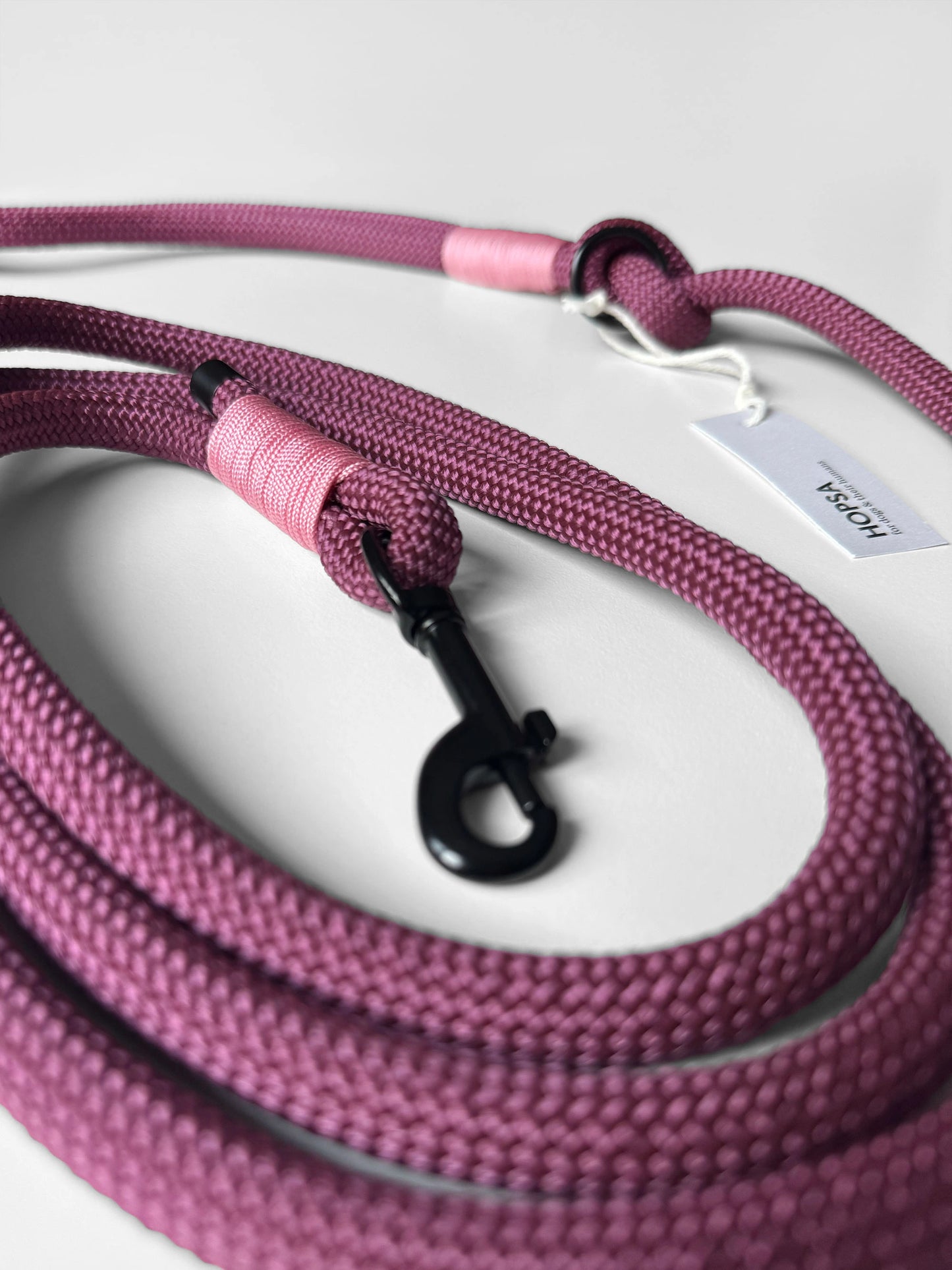 Smycz linowa z rączką dla psa, bakłażanowa / 10 mm