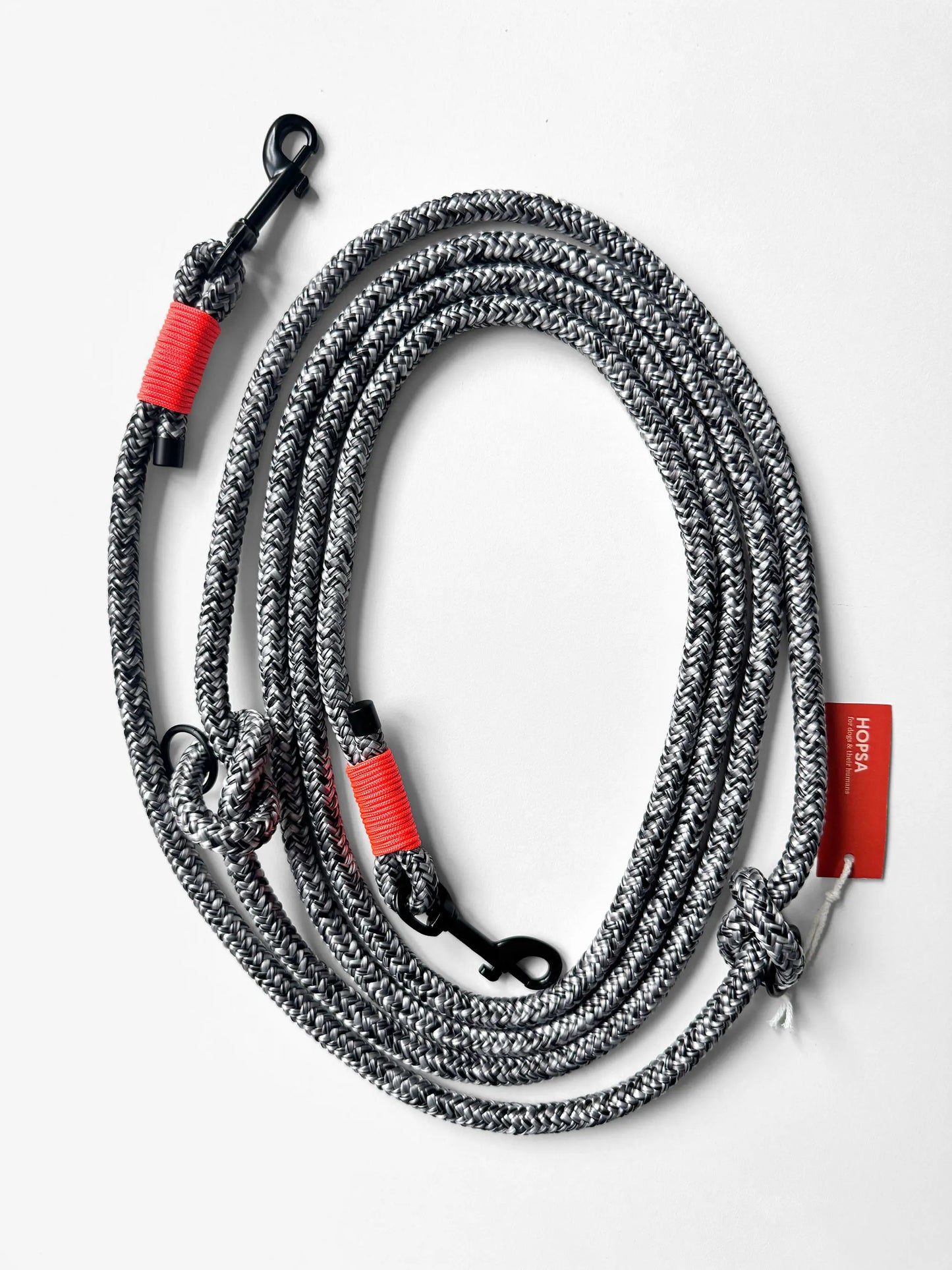 Smycz linowa przepinana, czarno-biały mix