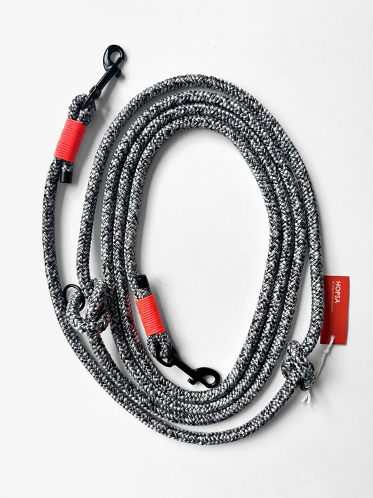 Smycz linowa przepinana, czarno-biały mix