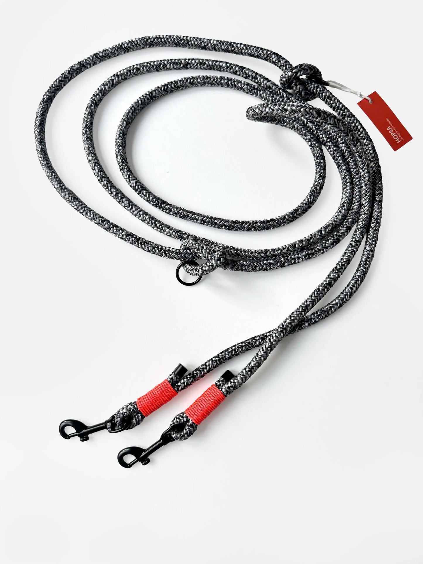 Smycz linowa przepinana, czarno-biały mix