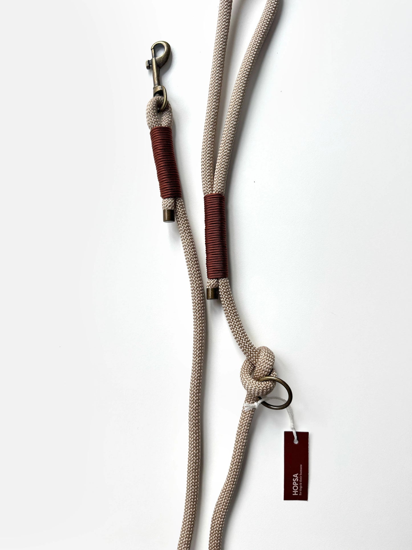 Smycz linowa z rączką, beżowa