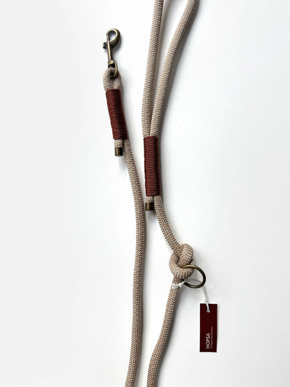 Smycz linowa z rączką, beżowa