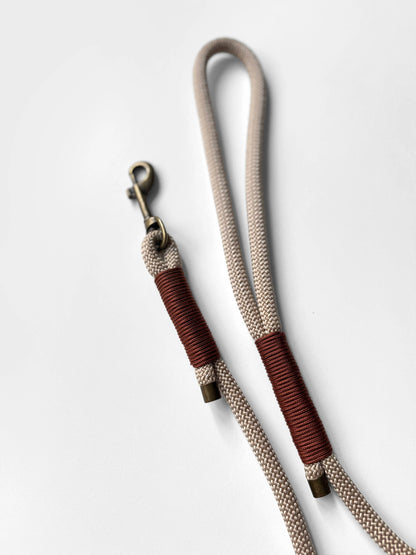 Smycz linowa z rączką, beżowa