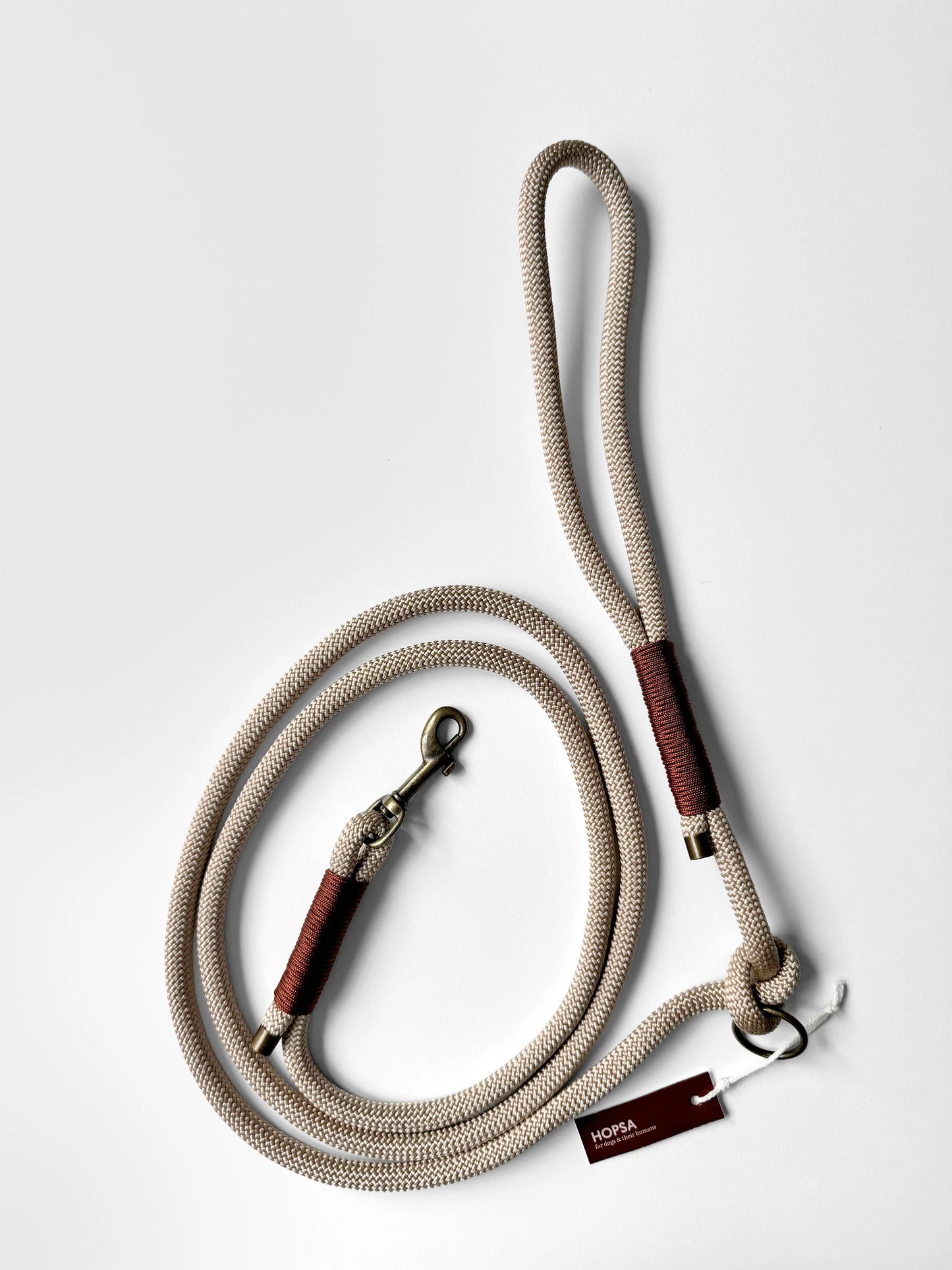 Smycz linowa z rączką, beżowa