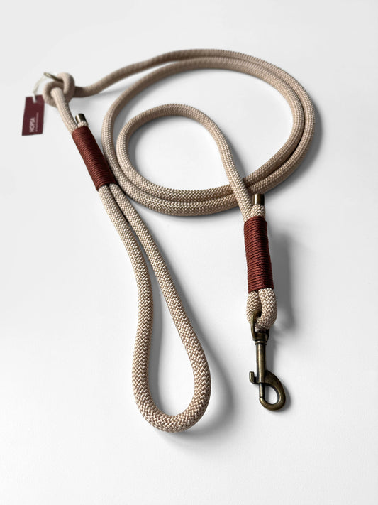 Smycz linowa z rączką, beżowa