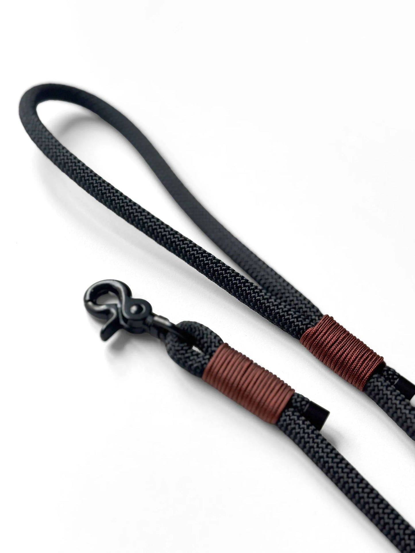 Smycz linowa z rączką dla psa, czarna / 10 mm