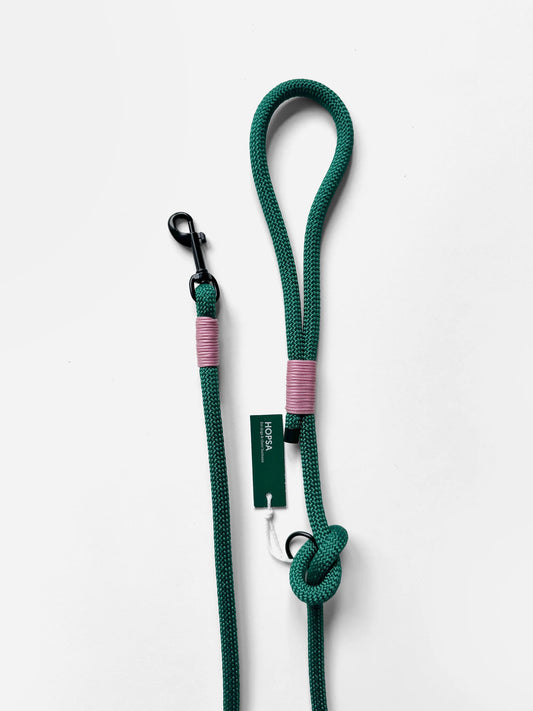 Smycz linowa z rączką dla psa, zielona / 10 mm