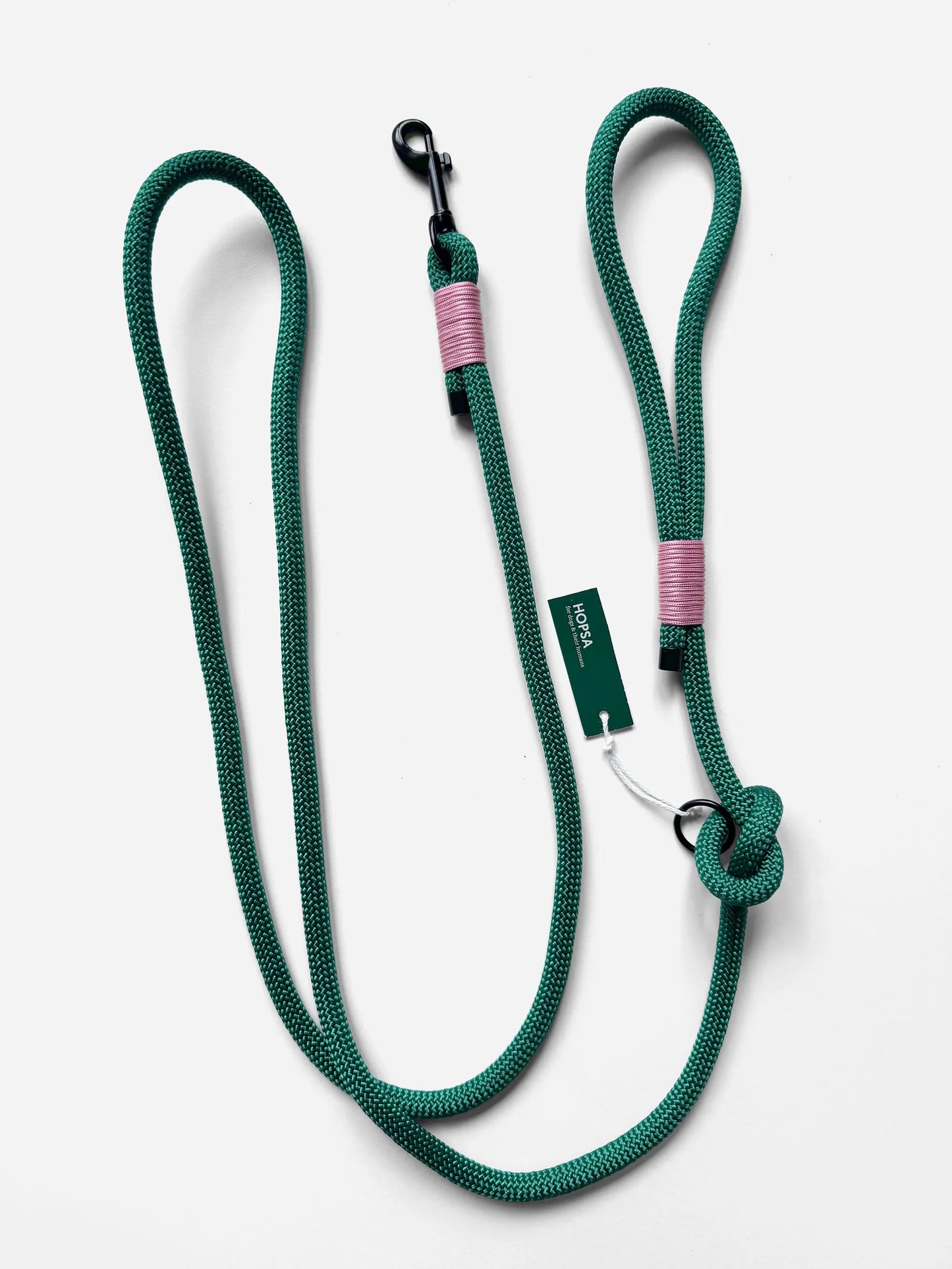 Smycz linowa z rączką dla psa, zielona / 10 mm