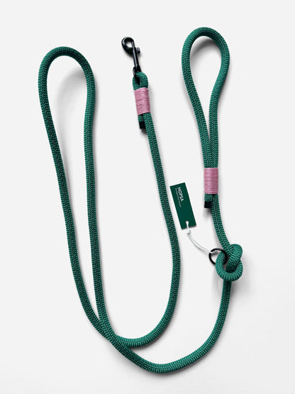 Smycz linowa z rączką dla psa, zielona / 10 mm