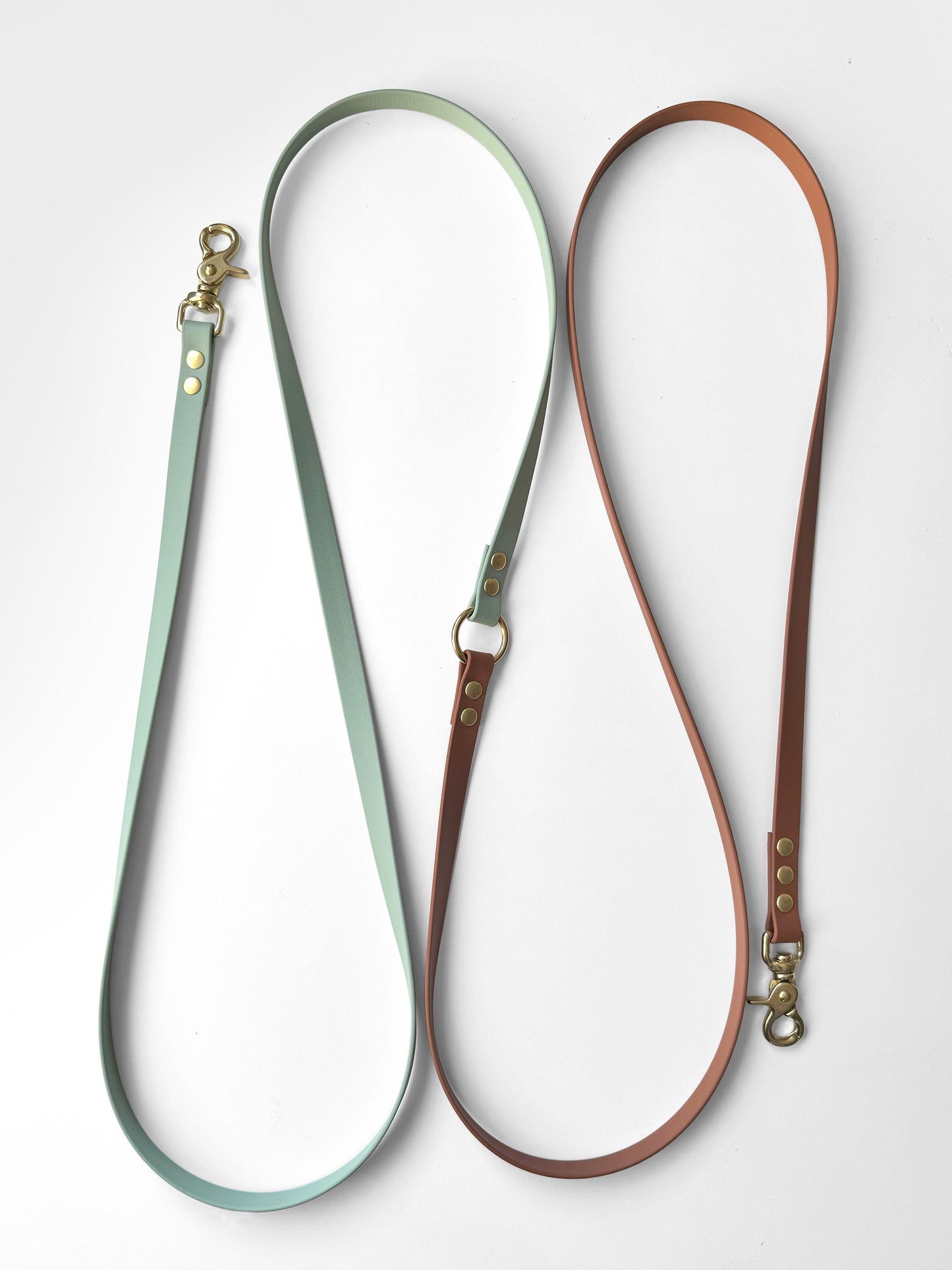 Smycz BioThane® Hands-free, Szałwiowa i jasny brąz