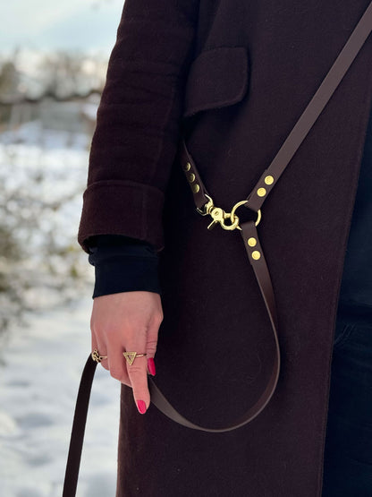 Smycz BioThane® Hands-free, Ciemny brąz