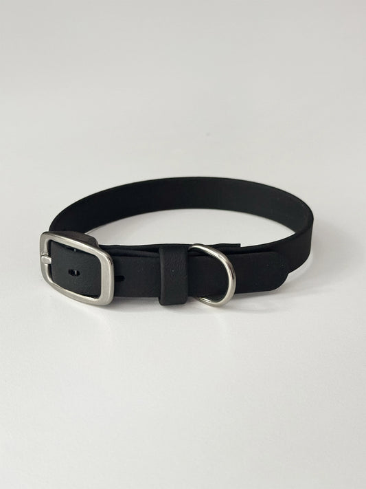 Obroża z Biothane z klamrą, Czarna, 16 mm, 27 cm - 33 cm, okucia ze stali nierdzewnej