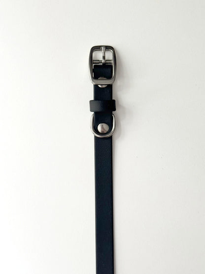 Obroża z Biothane z klamrą, Czarna, 16 mm, 27 cm - 33 cm, okucia ze stali nierdzewnej