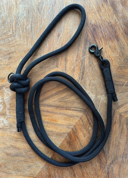 Smycz linowa 10 mm, 2 m, czarna