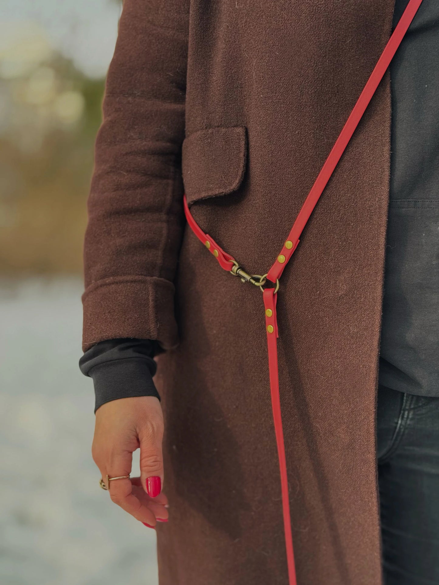 Smycz BioThane® Hands-free Czerwona