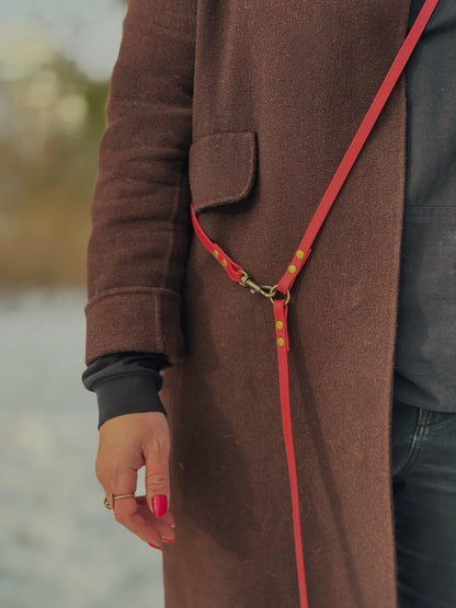 Smycz BioThane® Hands-free, Czerwona