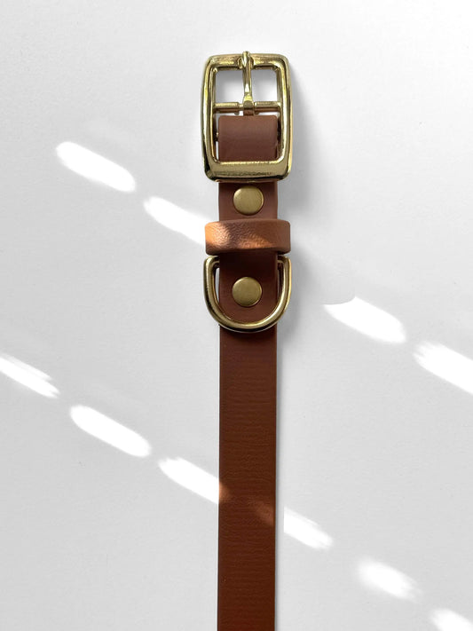 Obroża z Biothane dla psa z klamrą, Jasny brąz