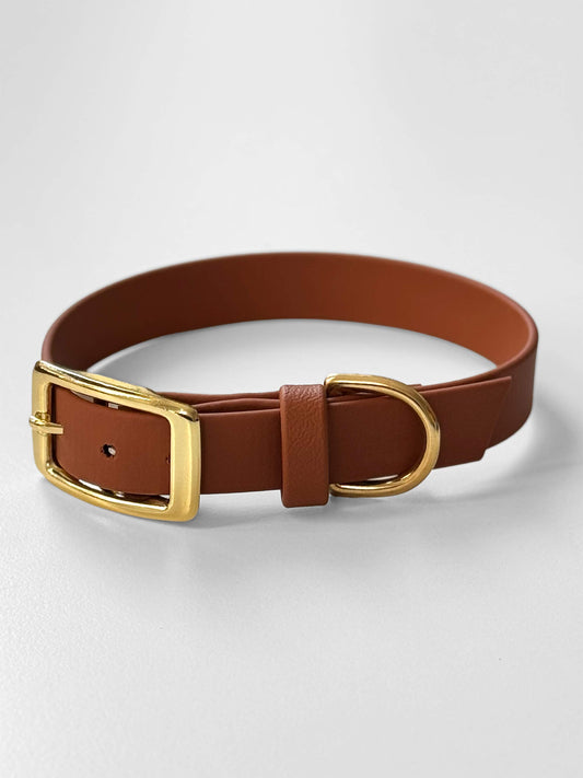 Obroża z Biothane z klamrą, Jasny brąz, 19 mm, 31,5-37,5 cm