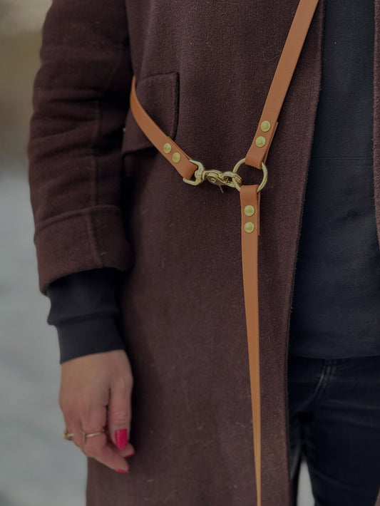 Smycz BioThane® Hands-free, Jasny brąz