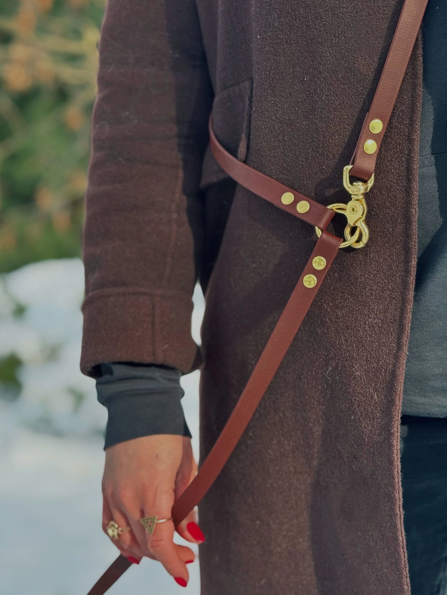 Smycz BioThane® Hands-free, Kasztanowa