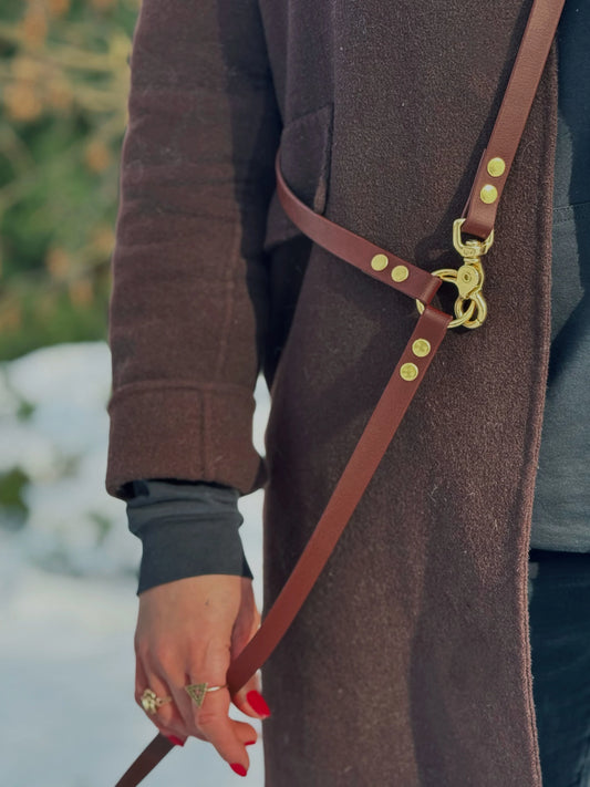 Smycz BioThane® Hands-free, Kasztanowa