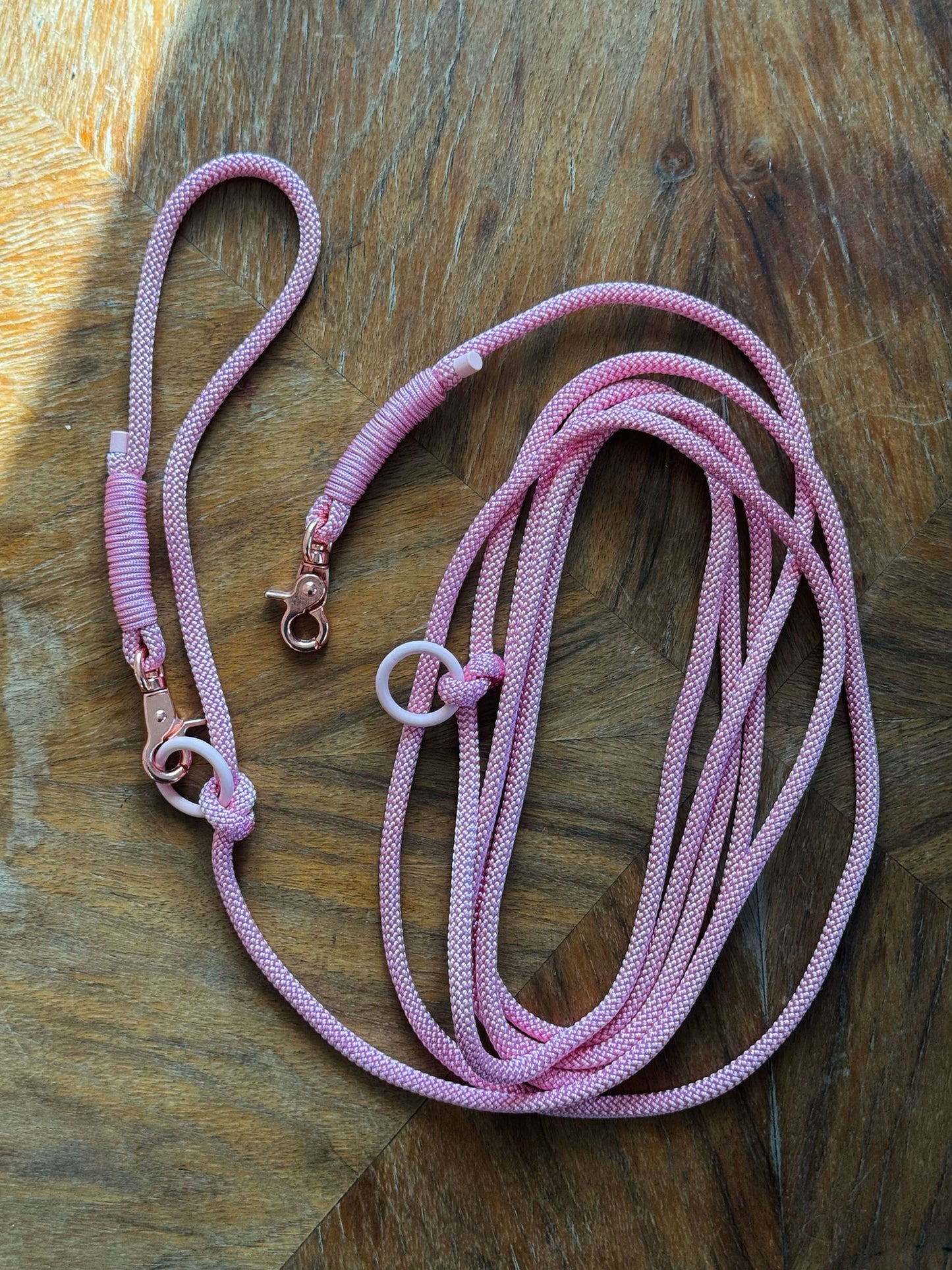 Smycz linowa hands-free 6 mm, 3.6 m, różowa