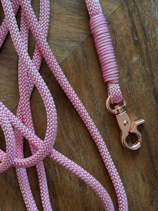 Smycz linowa hands-free 6 mm, 3.6 m, różowa