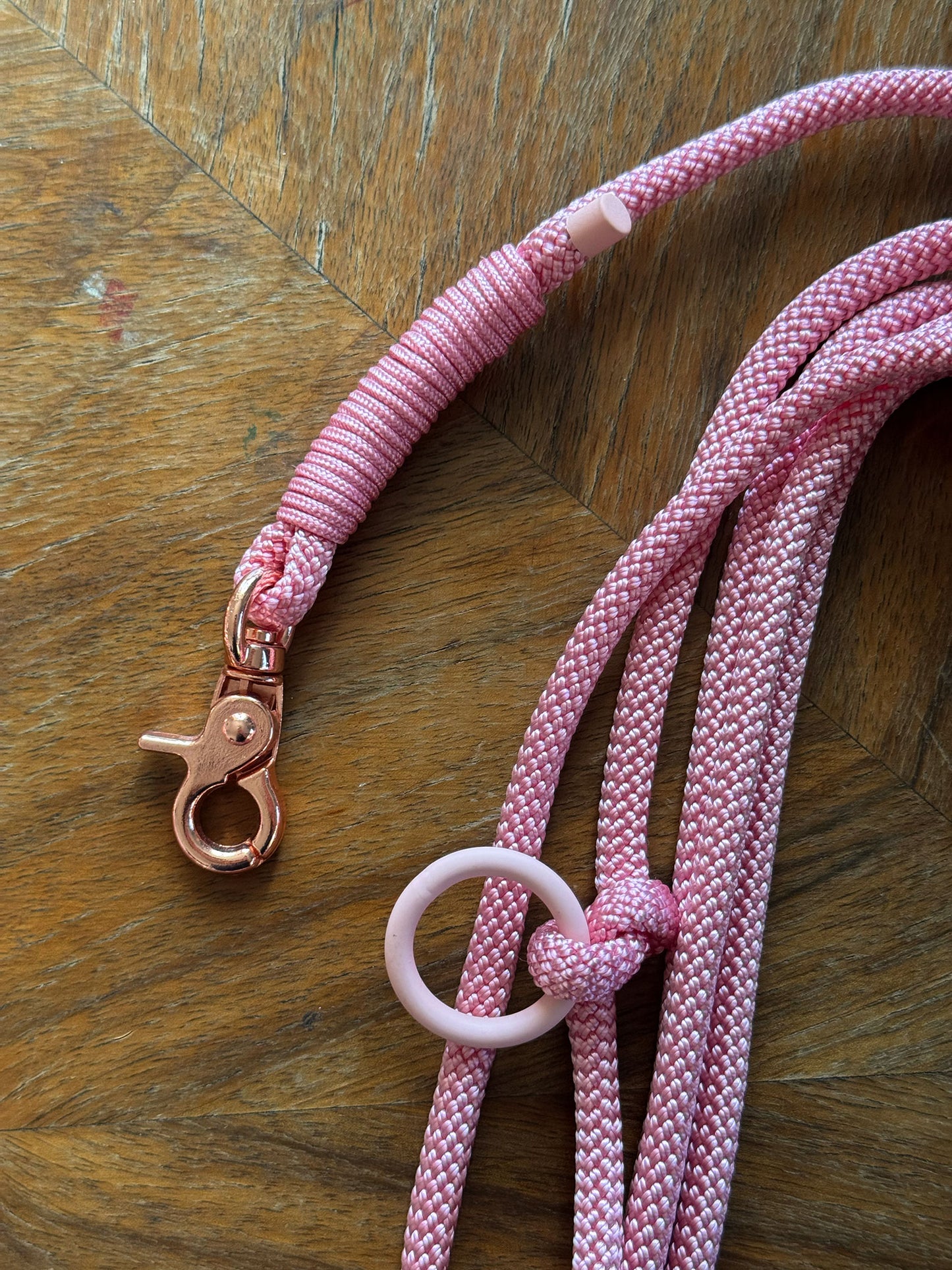 Smycz linowa hands-free 6 mm, 3.6 m, różowa