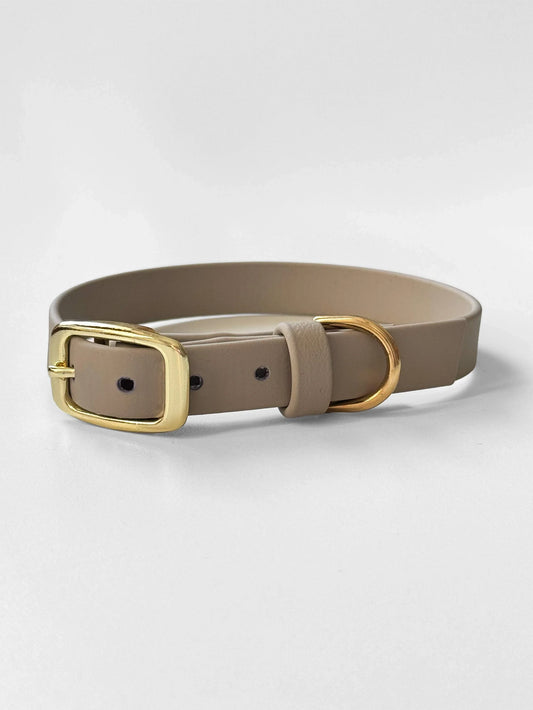 Obroża z Biothane dla psa z klamrą, Ciepła szarość