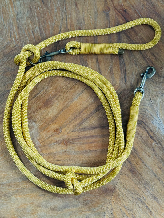 Smycz linowa hands-free 10 mm, 2.8 m, złota/musztardowa