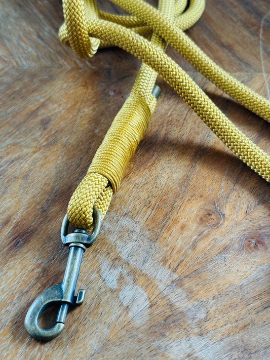 Smycz linowa hands-free 10 mm, 2.8 m, złota/musztardowa