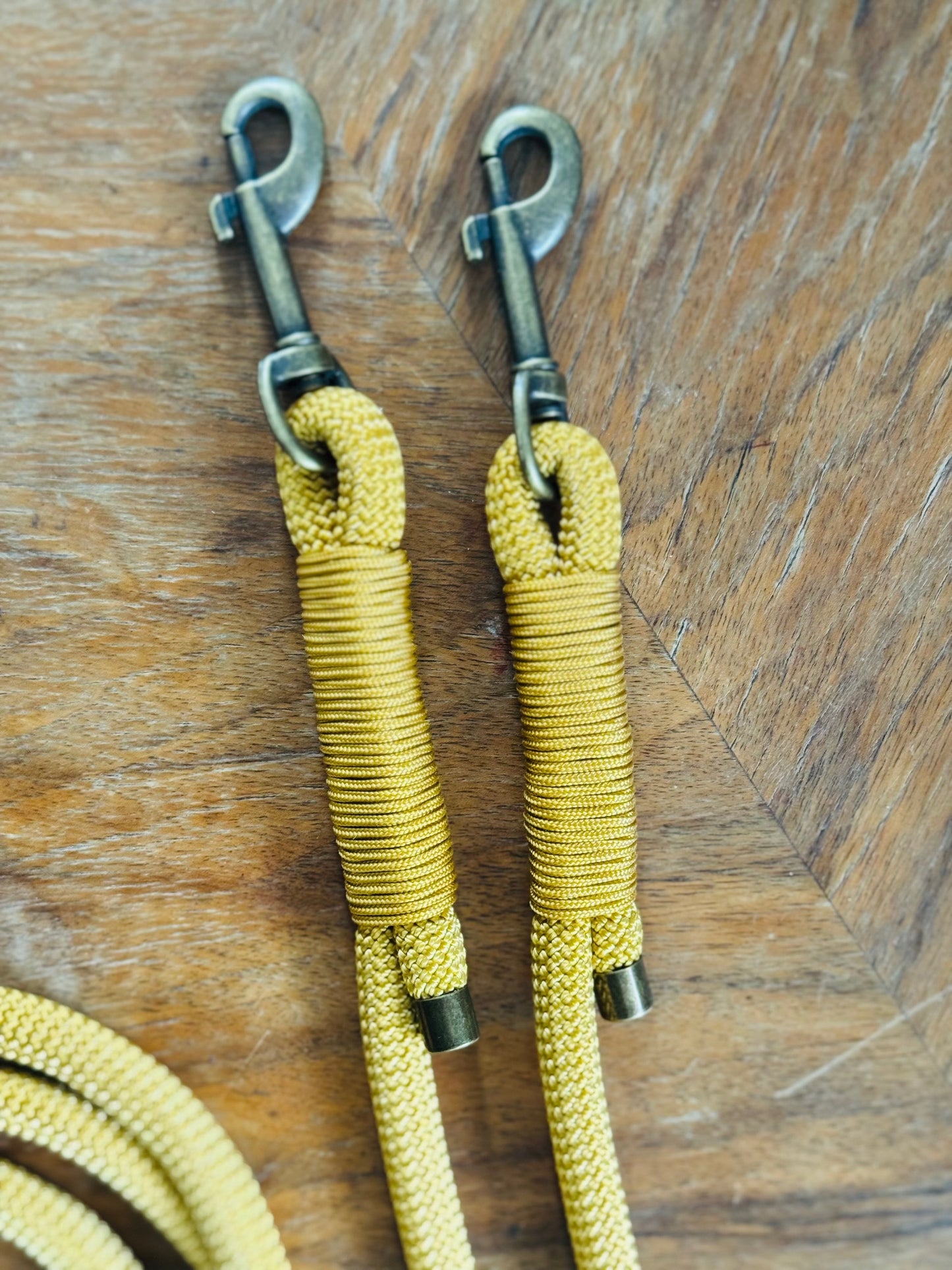 Smycz linowa hands-free 10 mm, 2.8 m, złota/musztardowa