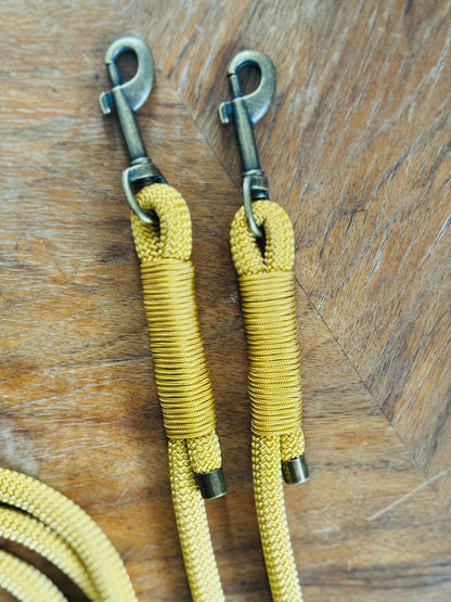 Smycz linowa hands-free 10 mm, 2.8 m, złota/musztardowa