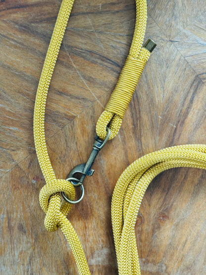 Smycz linowa hands-free 10 mm, 2.8 m, złota/musztardowa